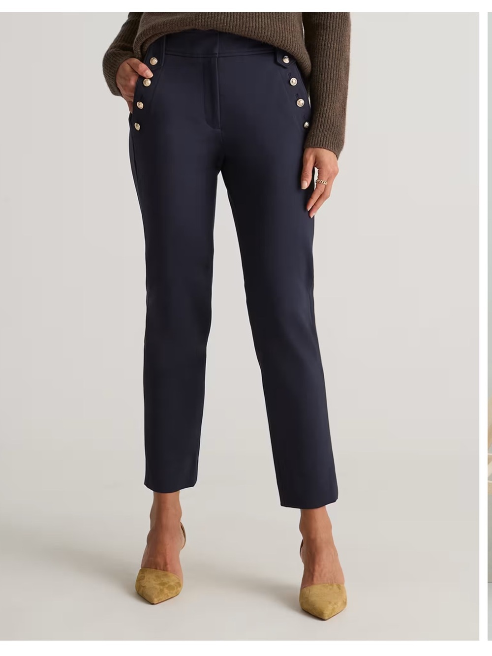 Quince Ultra-Stretch Ponte Straight Leg Mariner Navy Rayon Blend Pants NWT S